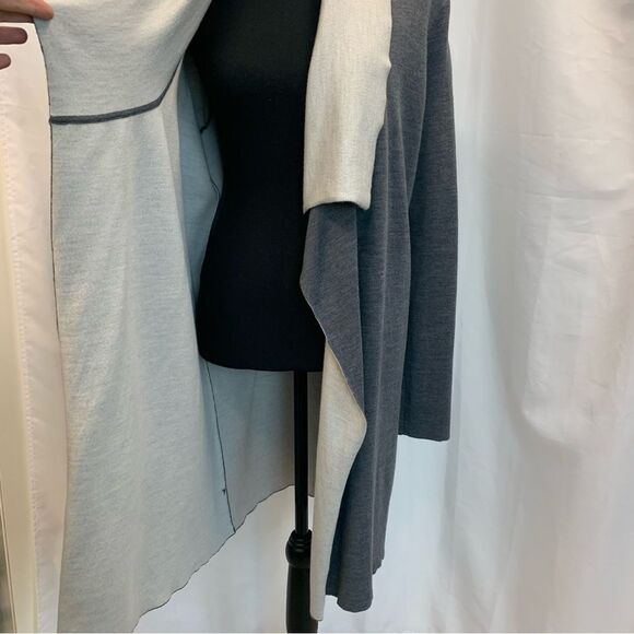 Vince GREY MERINO WOOL BLEND TWO TONE DRAPE OPEN CARDIGAN SWEATER COAT M 6-8 - Picture 5 of 13